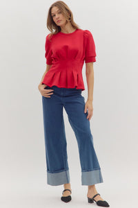 Bella Pleat Top Red