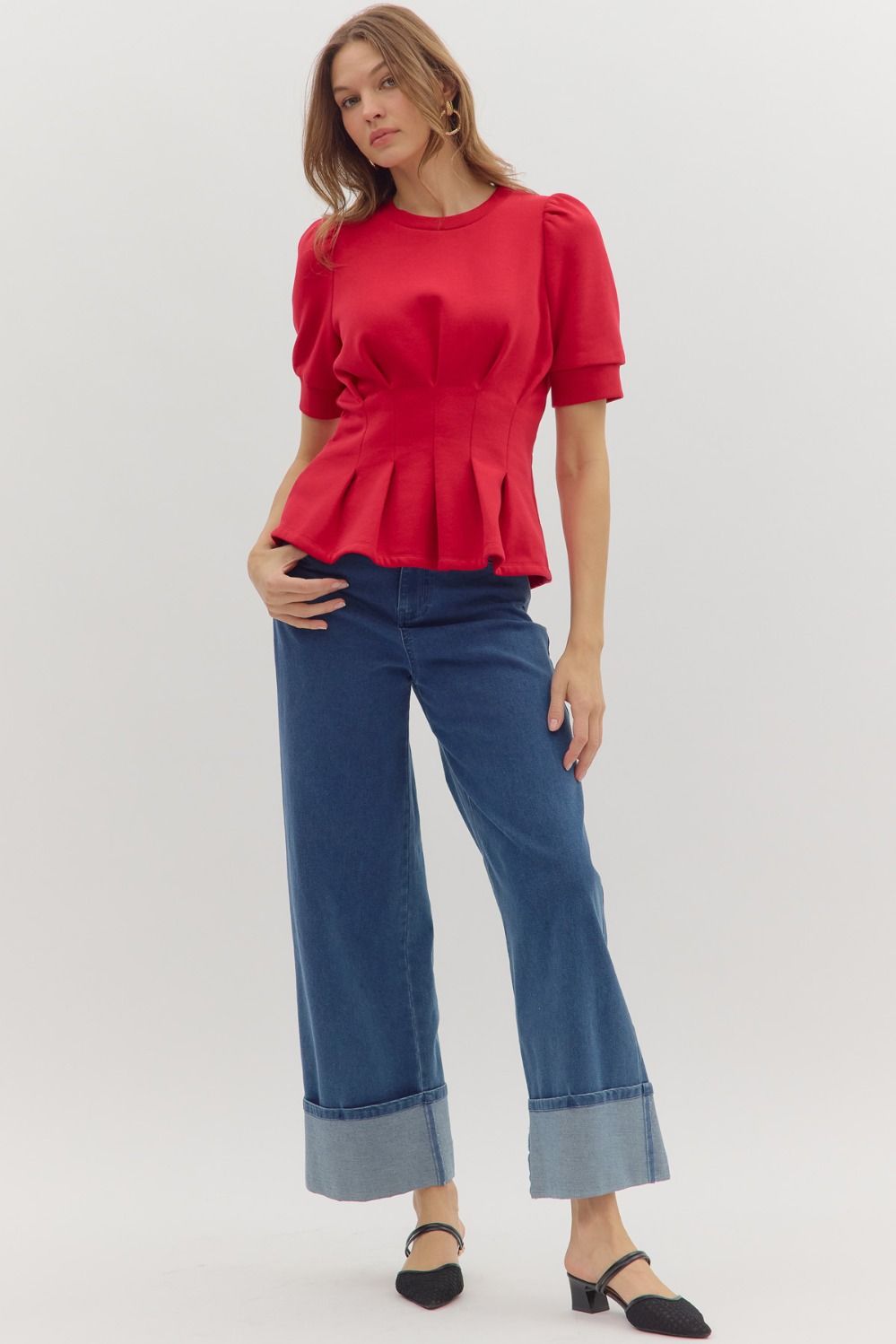 Bella Pleat Top Red