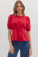 Bella Pleat Top Red