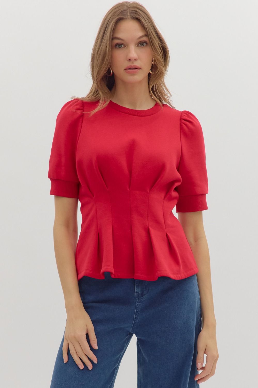Bella Pleat Top Red