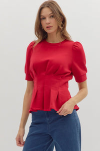 Bella Pleat Top Red