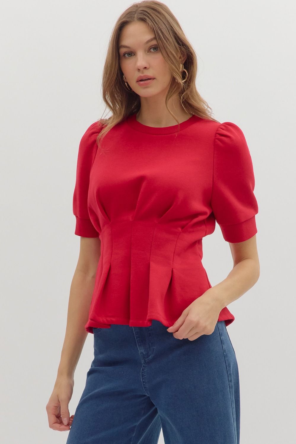 Bella Pleat Top Red