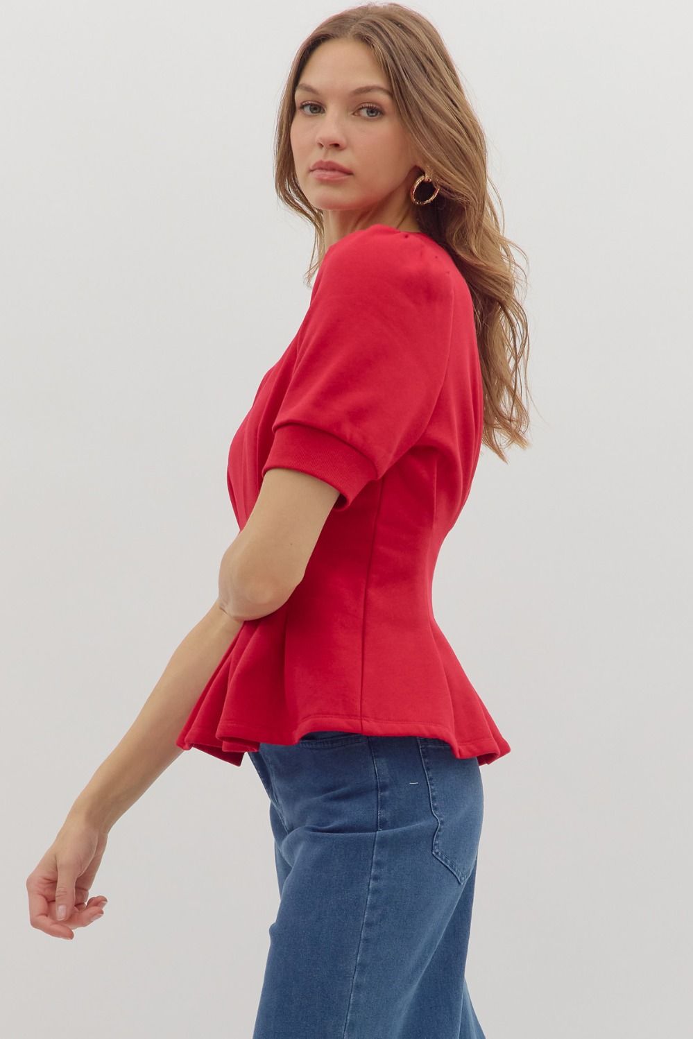 Bella Pleat Top Red