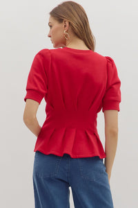 Bella Pleat Top Red