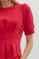 Bella Pleat Top Red