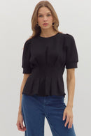 Bella Pleat Top Black
