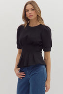 Bella Pleat Top Black