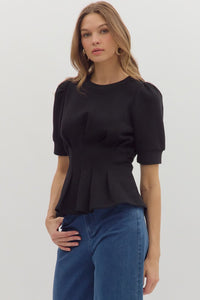 Bella Pleat Top Black