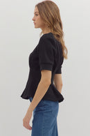 Bella Pleat Top Black