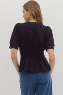 Bella Pleat Top Black