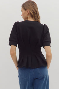 Bella Pleat Top Black