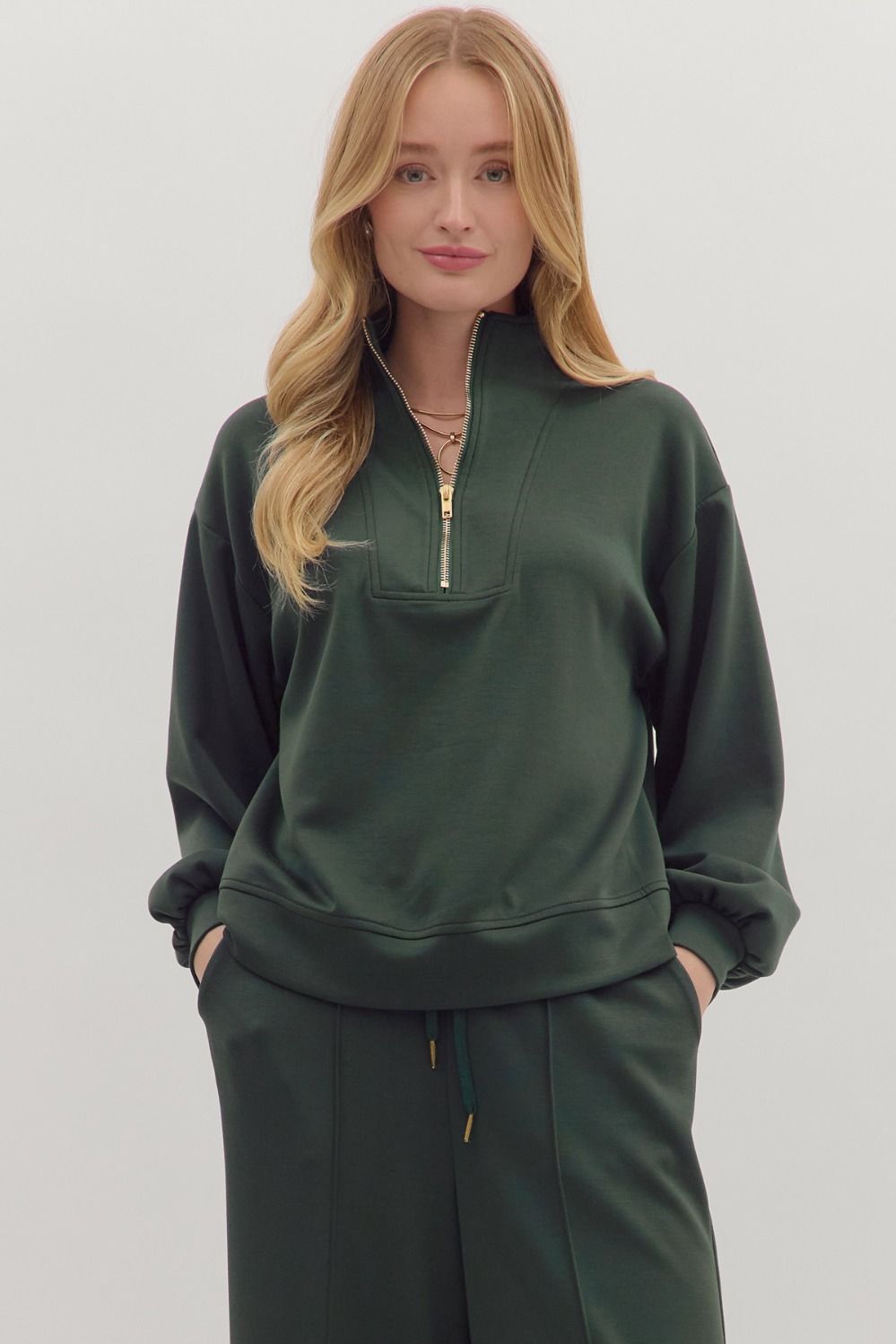 Piper Quarter Zip Top Almond