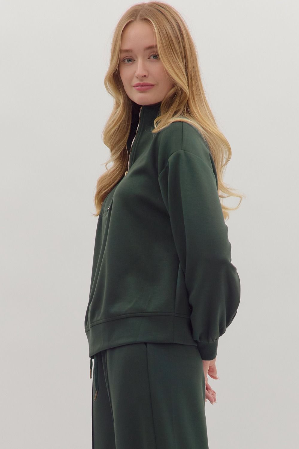 Piper Quarter Zip Top Almond