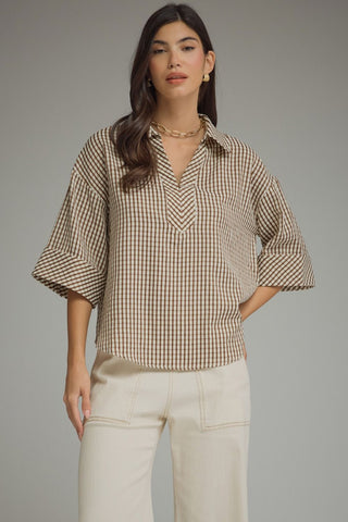 Dune Gingham Drop Shoulder Top