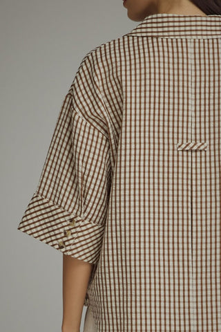 Dune Gingham Drop Shoulder Top