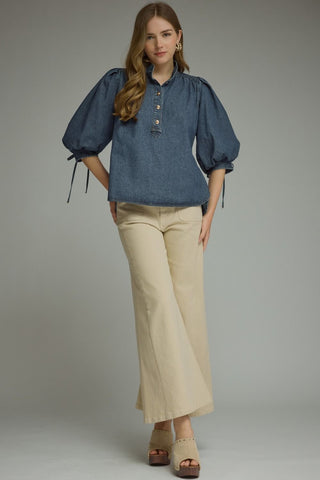 Hadley Denim Puff Sleeve Top