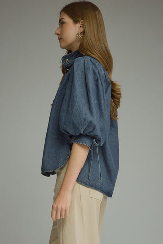 Hadley Denim Puff Sleeve Top