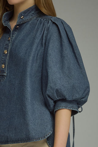 Hadley Denim Puff Sleeve Top