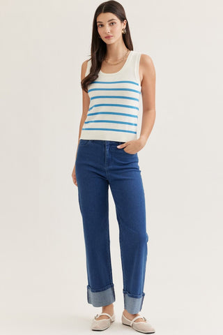 Summer Shore Stripe Tank Red