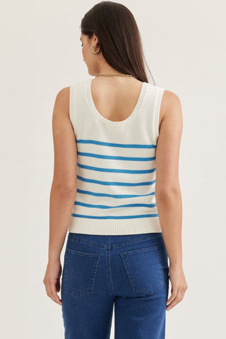 Summer Shore Stripe Tank Red