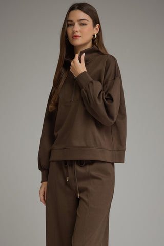 Stay Awhile Pullover Brown