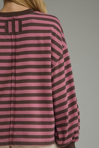 Everyday Stripe Top Pink Brown