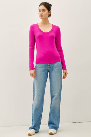 Essentials U Neck Fuschia - Sugar Co.