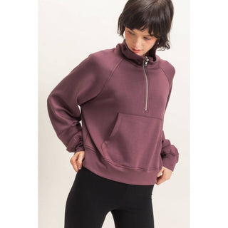Everyday Essential Half-Zip Pullover Cocoa - Sugar Co.