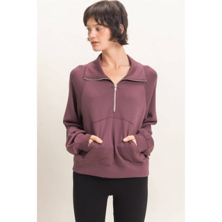 Everyday Essential Half-Zip Pullover Cocoa - Sugar Co.