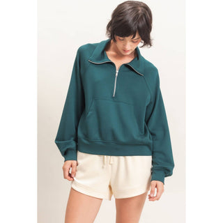 Everyday Essential Half-Zip Pullover Deep Green - Sugar Co.