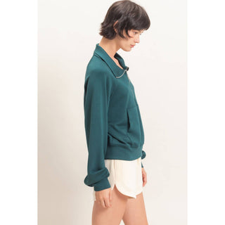 Everyday Essential Half-Zip Pullover Deep Green - Sugar Co.