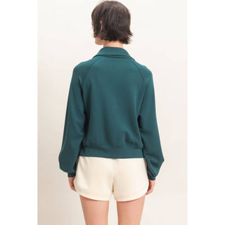 Everyday Essential Half-Zip Pullover Deep Green - Sugar Co.