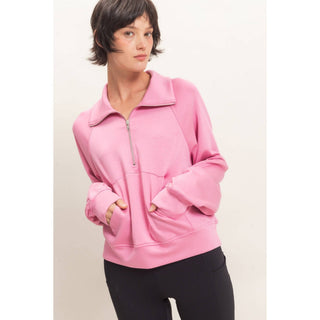 Everyday Essential Half-Zip Pullover Pink - Sugar Co.