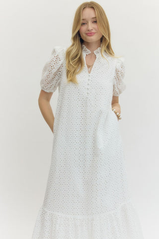 Eyelet Sweetie Midi Dress - Sugar Co.