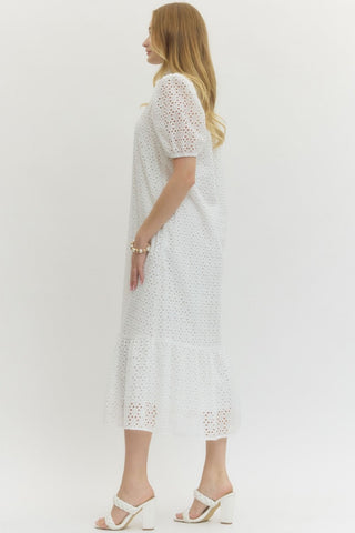 Eyelet Sweetie Midi Dress - Sugar Co.