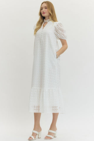Eyelet Sweetie Midi Dress - Sugar Co.