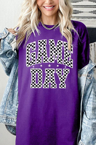 Checkered Game Day Graphic Heavy Cotton Tee Black
