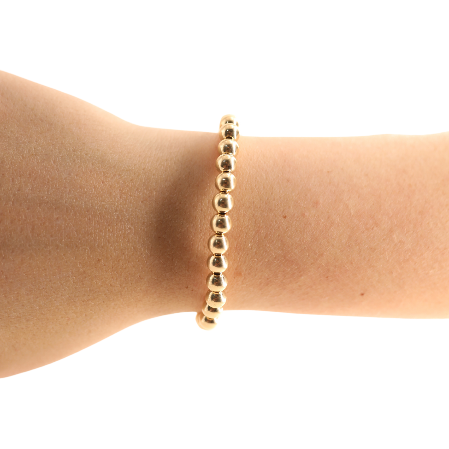 6MM Gold Beaded Bracelet: Standard 6.75 inch