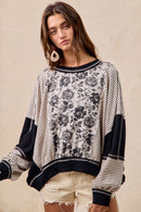 Rose Twill And Stripe Mix And Match Top