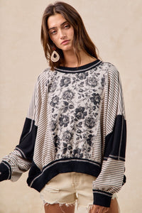 Rose Twill And Stripe Mix And Match Top