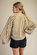 Dolman Lace-Up Blouse: Brown