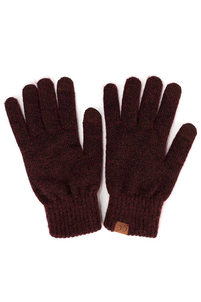 C.C Heather Knit Plain Gloves: Cacao