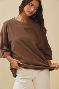 Oversized Everyday Cotton Tee Chocolate