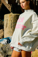 Fck Cancer & Support the Fighters Reversible Mock - Neck Sweatshirt - Sugar Co.