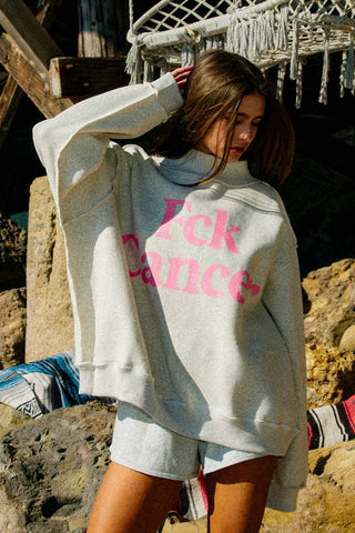 Fck Cancer & Support the Fighters Reversible Mock - Neck Sweatshirt - Sugar Co.