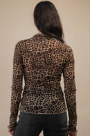 Mesh Lace Knit Top Leopard