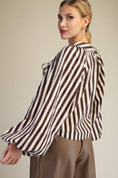 Dolman Lace-Up Blouse: Brown