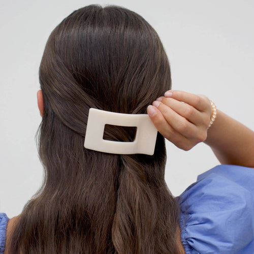 Flat Rectangle Hair Clip | Small | Almond Beige - Sugar Co.