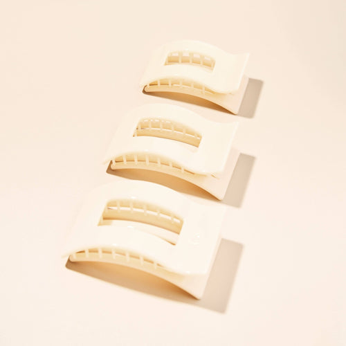 Flat Rectangle Hair Clip | Small | Almond Beige - Sugar Co.