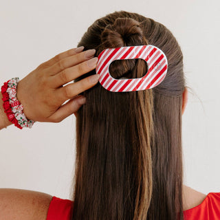 Flat Round Hair Clip | Medium | Candy Cane Crush - Sugar Co.